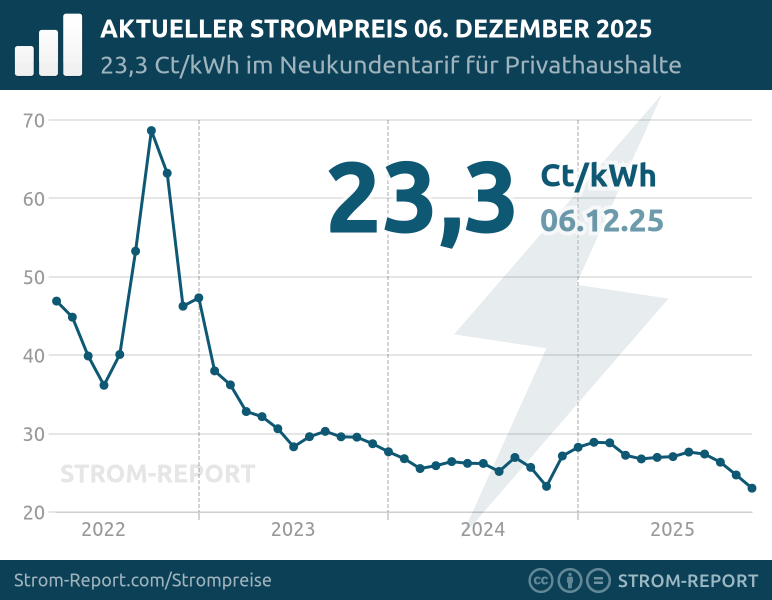 Tagesaktueller Strompreis für private Verbraucher (bundesdeutscher Schnitt)